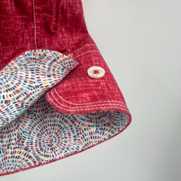 BUGATCHI Button Down Shirt Large Red/Pink Business Office Work Career Cotton - Picture 11 of 14